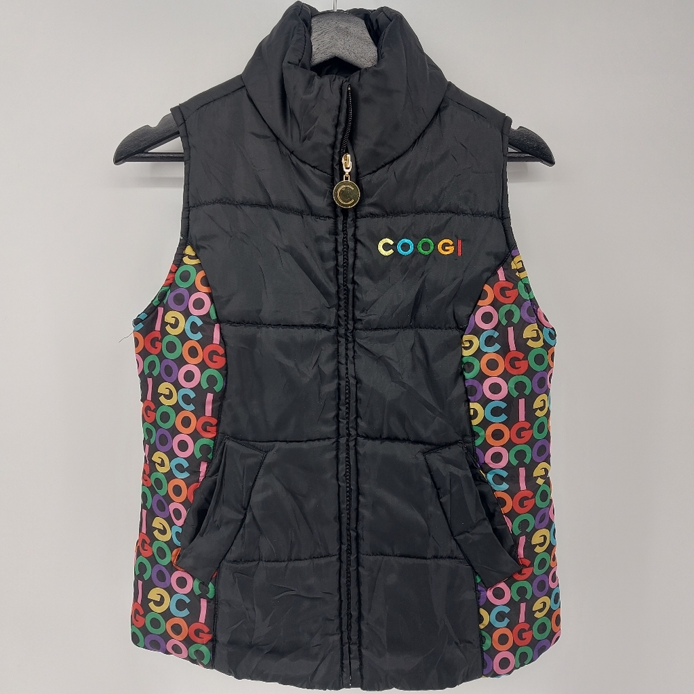 Coogi Black Muliti Colored Puffer Vest Size Small